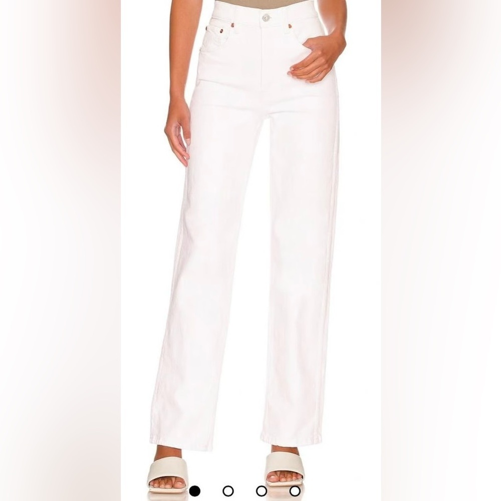 RE/DONE 90s High Rise Loose White Stretch Cotton Denim Straight Leg Jeans EUC 28